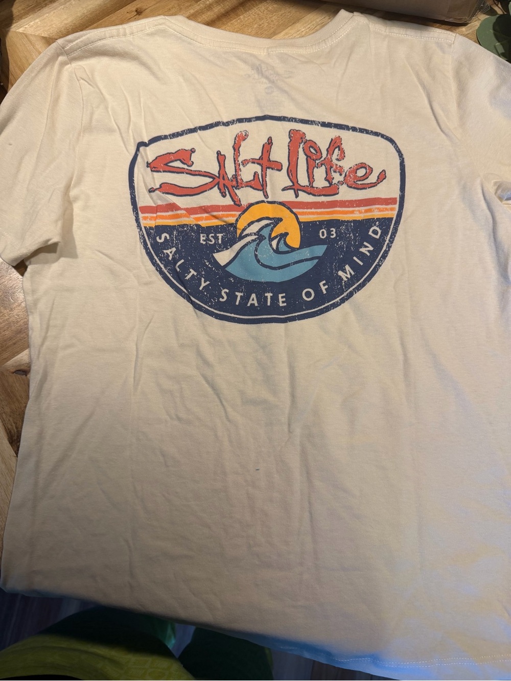 Salt Life Cream Short Sleeve Tee with Retro Wave Graphic